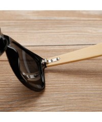 Wayfarer Unisex Wooden Bamboo Sunglasses Temples Classic Retro Designer 60mm - Black/Blue - CD12EMXXH39 $9.85