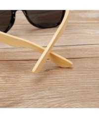 Wayfarer Unisex Wooden Bamboo Sunglasses Temples Classic Retro Designer 60mm - Black/Blue - CD12EMXXH39 $9.85