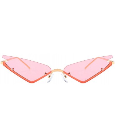 Rimless Small Rimless Cateye Party Sunglasses for Women - Unique Fashion Eyewear Shades for Small face - Pink - CC19644UHAL $...
