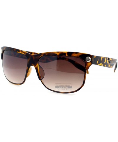 Rectangular Mens Fashion Sunglasses Rectangular Designer Style Shades UV 400 - Tortoise - C81264QWR8X $19.51