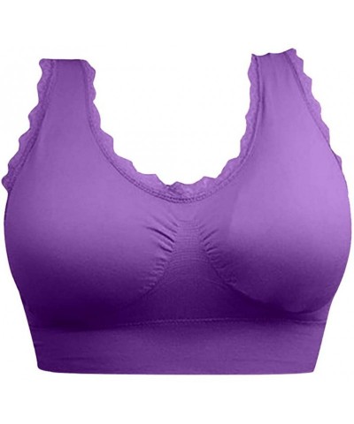 Sport Air Permeable Cooling Summer Sport Yoga Wireless Bra - C-purple - C818UE08S0W $11.71