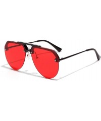 Oversized Sunshade Women Sunglasses Personality Retro Half-Frame Glasses Hip Hop Sunglasses Tide Oversized Sunglasses - CS198...