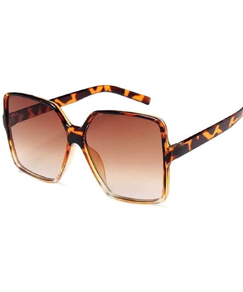 Oversized Oversized Sunglasses Transparent Gradient - Leopard Brown - C3198XZ8SML $10.99