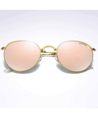 Round Polarized Sunglasses Folding Browline Chaofanjiancai - Coffee02 - CL18WGO30G7 $19.85