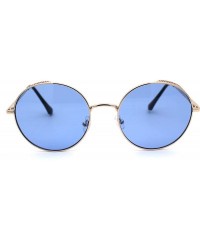 Round Unisex Victorian Side Visor Round Circle Lens Hippie Sunglasses - Gold Blue - CC194USKCLX $23.59