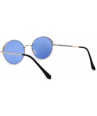 Round Unisex Victorian Side Visor Round Circle Lens Hippie Sunglasses - Gold Blue - CC194USKCLX $11.80