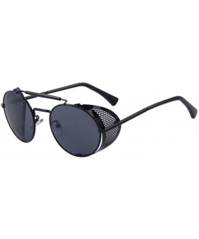 Round Women Retro Round UV400 Sunglasses Men Shields Sun Glasses - Black - CL17YW94S86 $21.42