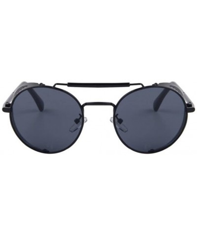 Round Women Retro Round UV400 Sunglasses Men Shields Sun Glasses - Black - CL17YW94S86 $10.42