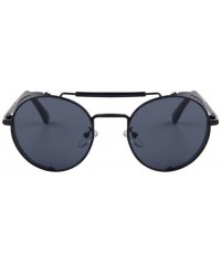 Round Women Retro Round UV400 Sunglasses Men Shields Sun Glasses - Black - CL17YW94S86 $10.42