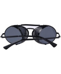 Round Women Retro Round UV400 Sunglasses Men Shields Sun Glasses - Black - CL17YW94S86 $10.42