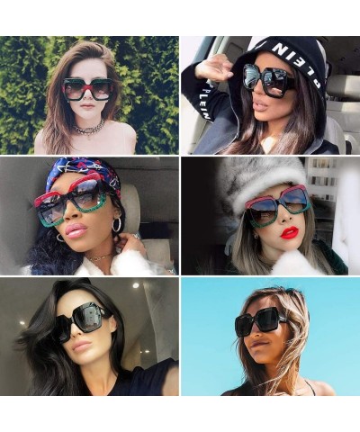 Goggle Oversized Square Sunglasses Women Inspired Multi Tinted Frame Fashion Modern Shades - C3 - CU187GDM4EL $14.64