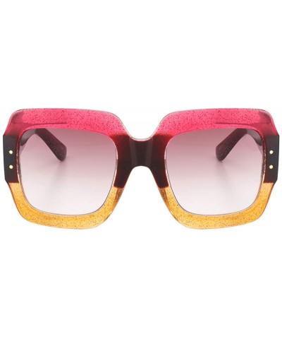 Goggle Oversized Square Sunglasses Women Inspired Multi Tinted Frame Fashion Modern Shades - C3 - CU187GDM4EL $14.64