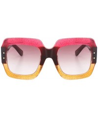 Goggle Oversized Square Sunglasses Women Inspired Multi Tinted Frame Fashion Modern Shades - C3 - CU187GDM4EL $14.64