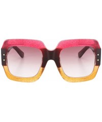 Goggle Oversized Square Sunglasses Women Inspired Multi Tinted Frame Fashion Modern Shades - C3 - CU187GDM4EL $14.64