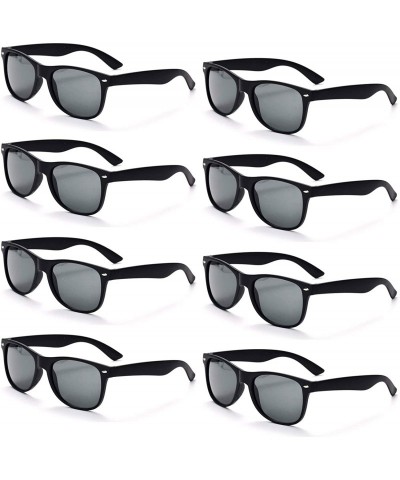Round 8 Packs Wholesale Neon Colors 80's Retro Sunglasses Bulk for Adult Party Supplies - 8 Pack Black - CI196HD6NRE $24.31