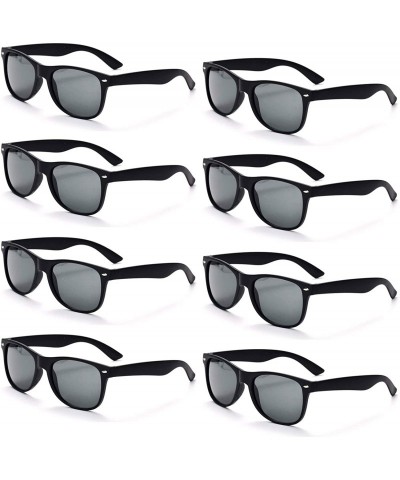 Round 8 Packs Wholesale Neon Colors 80's Retro Sunglasses Bulk for Adult Party Supplies - 8 Pack Black - CI196HD6NRE $12.63