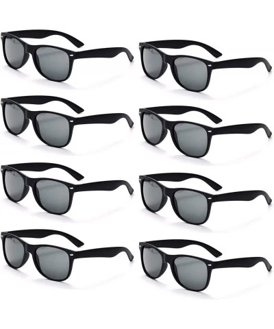 Round 8 Packs Wholesale Neon Colors 80's Retro Sunglasses Bulk for Adult Party Supplies - 8 Pack Black - CI196HD6NRE $23.36
