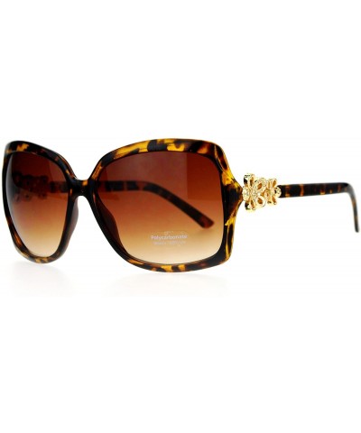 Square Womens Square Frame Sunglasses Classic Design Floral Accent Side UV 400 - Tortoise - CH188LL77UK $9.40