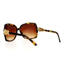 Square Womens Square Frame Sunglasses Classic Design Floral Accent Side UV 400 - Tortoise - CH188LL77UK $9.40