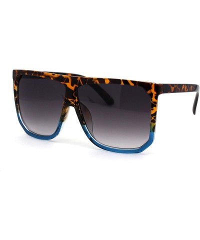 Square Womens Oversize Flat Top Retro Boyfriend Mobster Sunglasses - Tortoise Blue Smoke - CC195KL55TX $19.43
