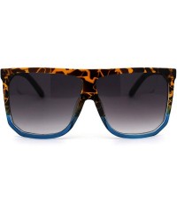 Square Womens Oversize Flat Top Retro Boyfriend Mobster Sunglasses - Tortoise Blue Smoke - CC195KL55TX $12.27