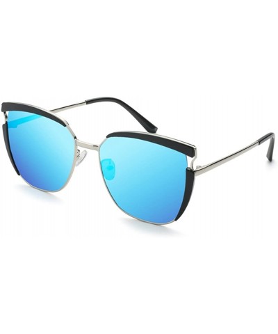 Oversized Women Sunglasses Polarized Cat Eye Oversized Sunglasses For Women - Ice Blue - CG18DTNGKUA $34.88