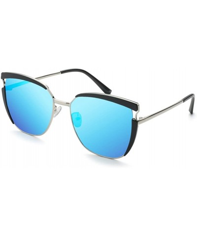 Oversized Women Sunglasses Polarized Cat Eye Oversized Sunglasses For Women - Ice Blue - CG18DTNGKUA $34.88