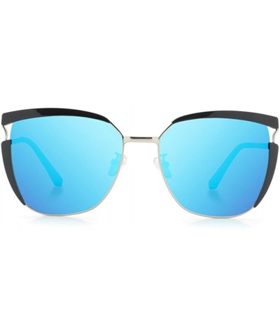 Oversized Women Sunglasses Polarized Cat Eye Oversized Sunglasses For Women - Ice Blue - CG18DTNGKUA $20.19