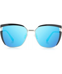 Oversized Women Sunglasses Polarized Cat Eye Oversized Sunglasses For Women - Ice Blue - CG18DTNGKUA $20.19