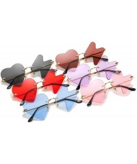 Goggle Fashion Women Love Heart Shaped Sunglasses Vintage frameless sunglasses men's Red Yellow Chic unique sun glasses - CI1...