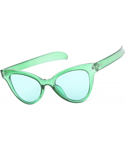Cat Eye Classic Womens Cat Eye Glasses Sunglasses Tinted Lens UV400 Protection - Green Frame / Green Lens - CJ12O86NOTM $24.08