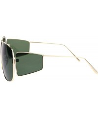 Rectangular Metal Rim Retro Shield Racer Side Visor Ironic Sunglasses - Gold Green - CT18SK38O3M $15.80