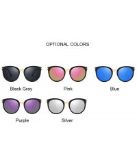 Cat Eye Cat Eye Sunglasses Women Fashion Cheap Mirror Lens Cateye Black White Sun Glasses Shades - Silver - CM197Y6Y6AM $29.89