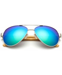 Goggle Bamboo Pilot Sunglasses Men Wooden Metal Women Brand Designer Mirror Sun Glasses Drive Retro De Sol - Kp1510 C2 - C819...