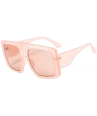 Square New 2019 Oversized Sunglasses Women Brand Gradient Large Frame Shades Vintage Sun Glasses - Pink - C418NCD7YT7 $27.15