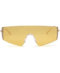 Oversized Unique Shield Irregular Thin Temple Sunglasses Flat Rimless One Piece Eyewear For Women Men - CZ18AI34IGD $12.01