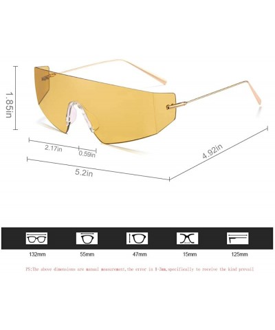 Oversized Unique Shield Irregular Thin Temple Sunglasses Flat Rimless One Piece Eyewear For Women Men - CZ18AI34IGD $12.01