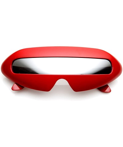 Oval Futuristic Shield Single Lens Oval Party Novelty Cyclops Costume Wrap Sunglasses (Red Mirror) - CY11KSZ83H1 $20.74