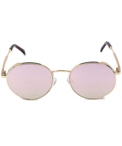 Round Round Frame Ladies Colorful Polarized Sunglasses Large Frame Multicolor Metal Glasses - 3 - C4190HCADLY $25.04