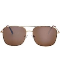Square Retro Fashion Boxed Frame Aviator Sunglasses - Brown - CZ18U85EUK6 $8.30