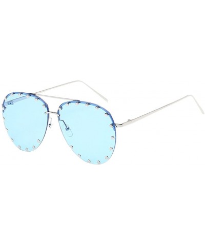 Sport Oversized Sunglasses for Men Women UV Protection for Driving Traveling - Blue - C818DM4YZ7K $30.41