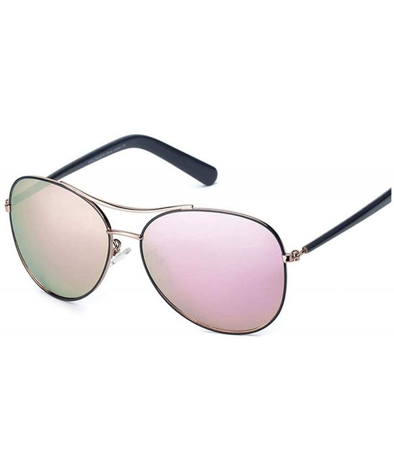 Round Luxury Vintage Sunglasses Women Glasses Ultralight Driving Pilot Polarized Men Gold Frame UV400 Eyewear - Pink - CI199C...