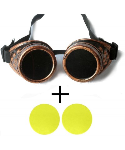 Goggle Steampunk Vintage Glasses Goggles Rave Retro Lenses Cosplay Halloween - Frame+yellow Lenses - CR18HZU4XSI $8.33