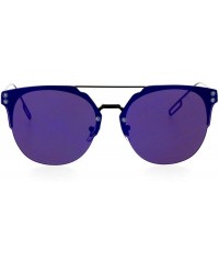 Rimless Mirrored Mirror Hipster Rimless Horn Rim Sunglasses - Black Purple - C212DST681B $12.81