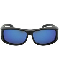 Wrap Polarized Fit Over Sunglasses Worn Over Prescription Glasses F11 - Black Frame-blue Mirrored Gray Lenses - C6189K282RM $...
