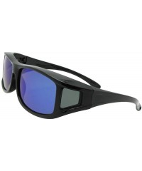 Wrap Polarized Fit Over Sunglasses Worn Over Prescription Glasses F11 - Black Frame-blue Mirrored Gray Lenses - C6189K282RM $...