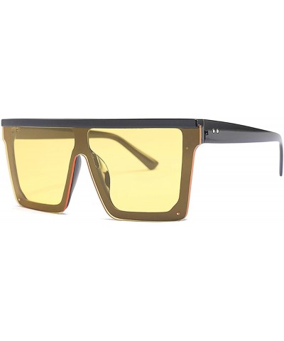 Goggle Women Oversized Square Sunglasses Fashion Men Vintage Big Frame Eyewear Outdoor Oculos UV400 - C2 Black.blackgray - CE...