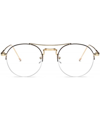 Round Male and Female Myopia Fashion Glasses Retro Round Frame Glasses - Black Gold - CR18EAAE2H7 $57.30