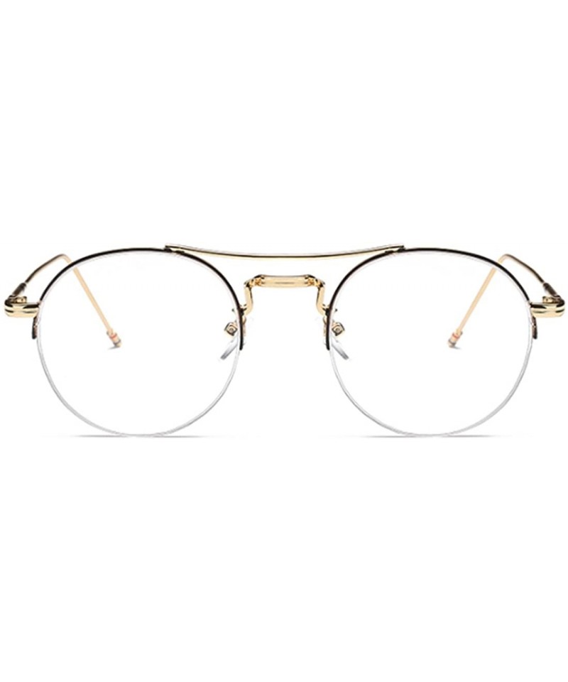 Round Male and Female Myopia Fashion Glasses Retro Round Frame Glasses - Black Gold - CR18EAAE2H7 $23.05