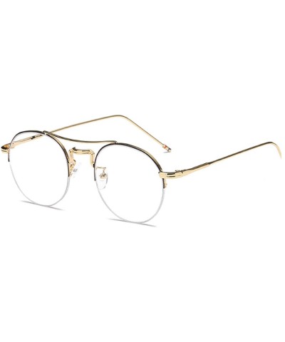 Round Male and Female Myopia Fashion Glasses Retro Round Frame Glasses - Black Gold - CR18EAAE2H7 $23.05